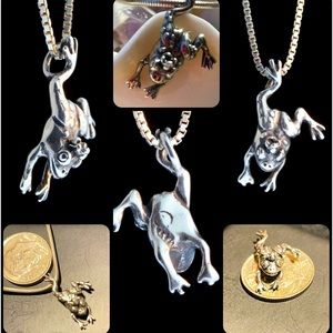 Tiny Enchanted Magical Frog Pendant .925